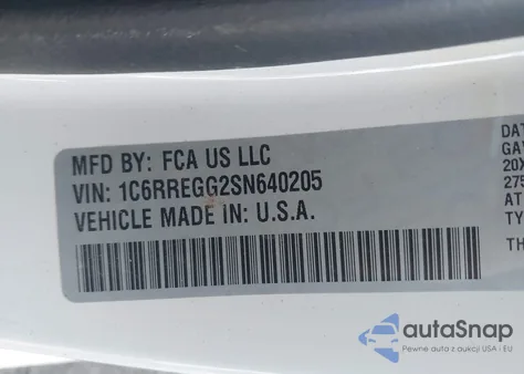 2025 Ram 1500 Tradesman 4X2 5'7 Box z USA, uszkodzony, nr VIN 1C6RREGG2SN640205